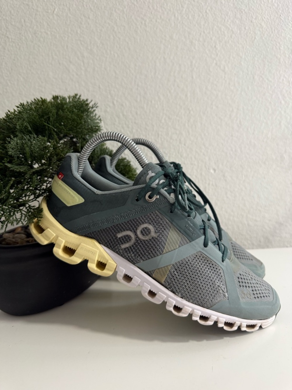 On Running Women's Running Sneakers in Light Teal and Pale Gray